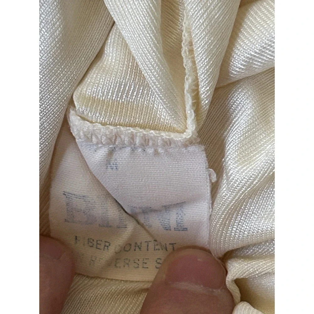 Vintage Binni Ivory Sleeveless Nylon Maxi Night Gown Floral Embroidered Size M - Picture 7 of 7